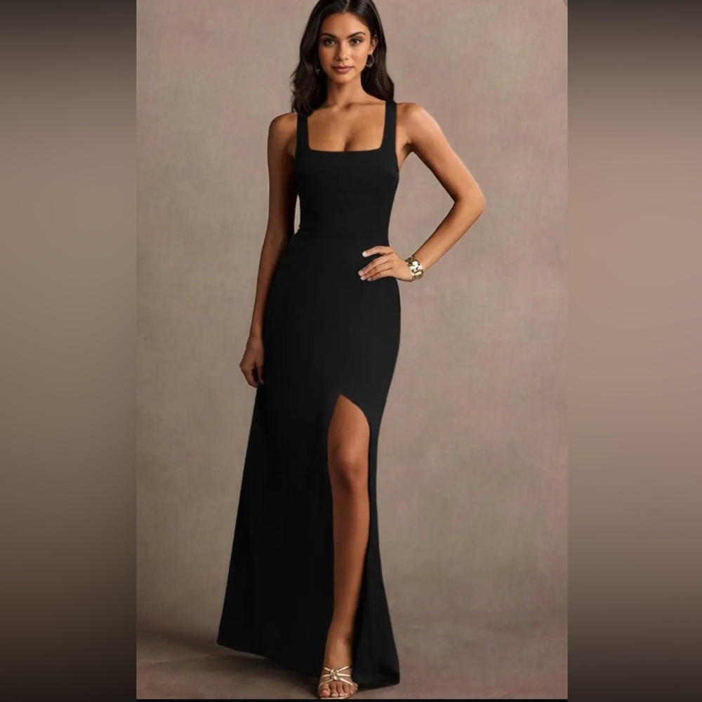 Azazie Black crepe Whitney Dress